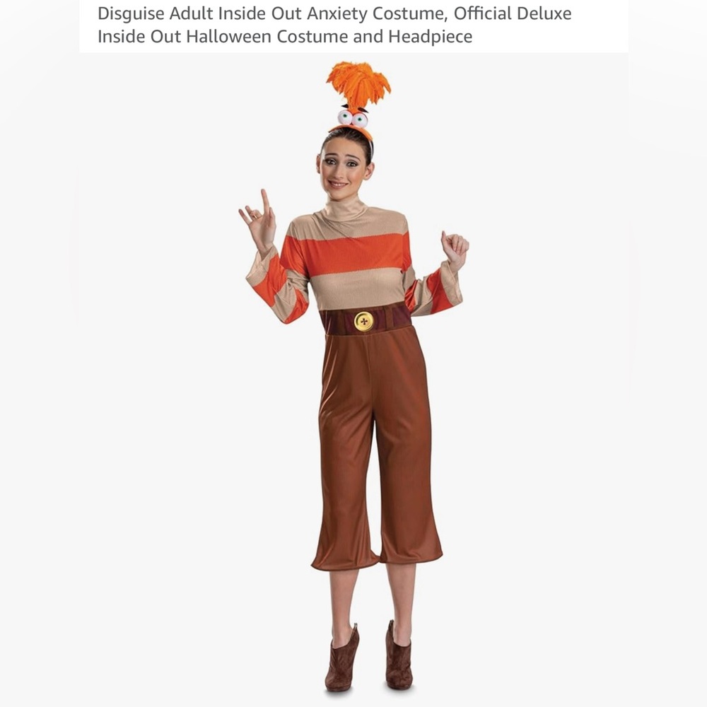 Disney GUC size L/12/14 women’s Brown and Orange Inside Out 2 Costume GUC